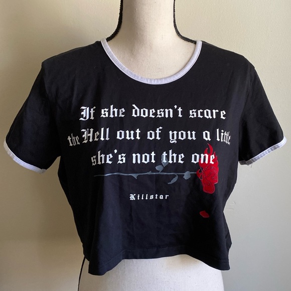 Killstar Tops - Killstar Scary Crop Top Short Sleeve T-Shirt Womens XXL